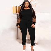 Leopard Sleeve Blouse & Pants Two-Piece Set - Shah S. Sahota